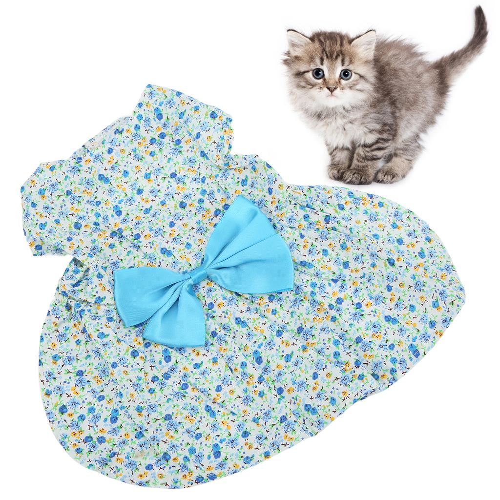 Small Pet Dress Cute Breathable Soft Flower Pattern Pet Princess Skirt with Bowknot for Puppy Bunny