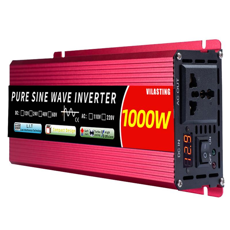 Portable Pure Sine Wave Inverter 1000W-5000W 12V to 220V DC-AC Car Solar Power Converter High Frequency Inverter for Tra 12V