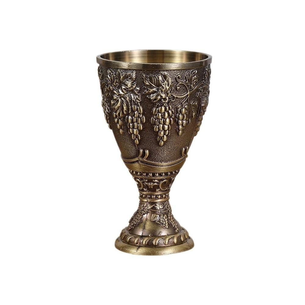 Decorative Grape Wine Glasses European Style Vodka Goblet Liquor Glass Vintage Metal Wine Cup Gift