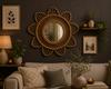 Eco Decx Handmade Sunflower Wall Mirror, Boho Rattan Cane Round Mirror for Bedroom, Hallway & Living Room Decor, 57 x 3 x 57 cm