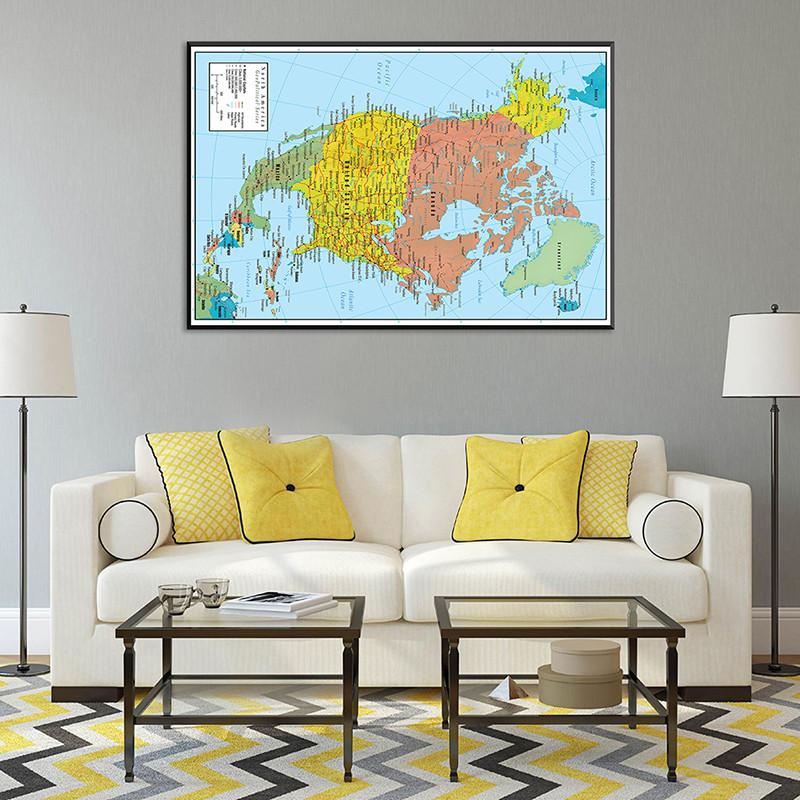 The North America Political Map Painting Home Decor Poster Wall Art Picture,Geographical Tools,Tourism/education Tools