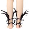 Wristband Feather Lace Glove Embroidery Women Halloween Cuffs Halloween Feather Gloves  Carnival