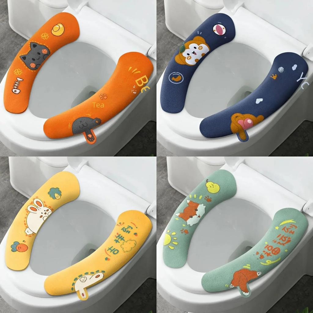 Domácnost Koupelna Sada záchodových potahů Podstavec Kreslený WC Toaleta Přilnavá podložka na sedátko Pratelná Univerzální potah na záchodové sedátko Polštář