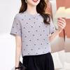 Fashion Heavy Silk Top Women's Short-sleeved  Wear New Mulberry Silk Printed Thin T-shirt