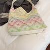 Star Print Frayed Denim Tote Bag Large Capacity Casual Shoulder Handbag for Women