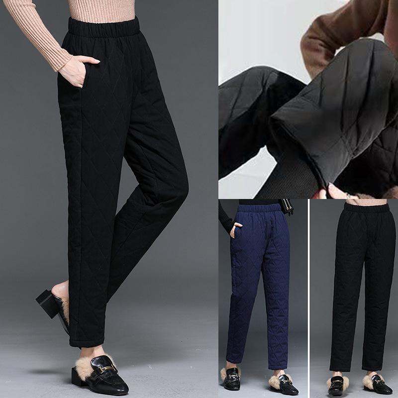 Fall and Winter Down Cotton Pants Female Outwear Big Yards High-waisted Padded Thickened Loose Slim Warm Pants Thickened Warm