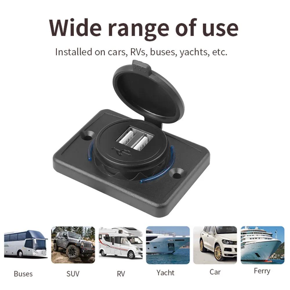 12-24V QC3.0/3.1A Dual USB Charger Power Socket Adapter Charging Panel Mount for Motorbike Car Boat ATV UTV Camper Caravans