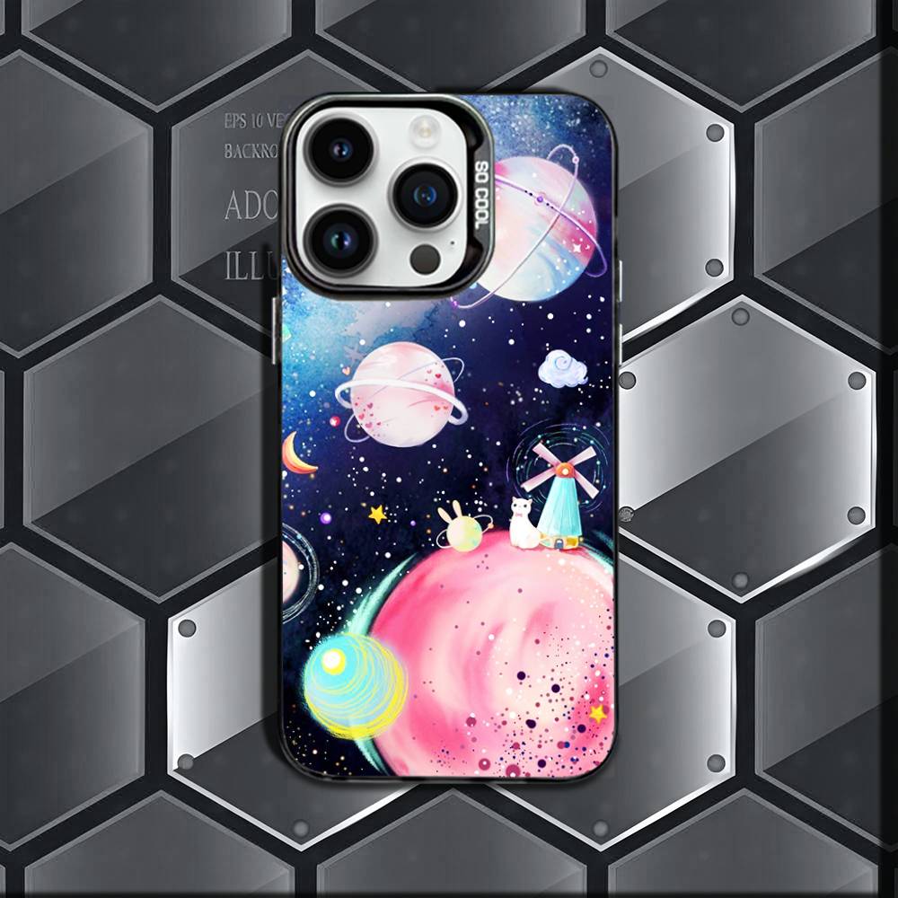

solar system planets Phone Case For iPhone 17,16,15,14,13,12,11 Pro Max Plus Colorful Gradient Soft TPU Black Cover iPhone14PRO