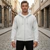 Modernus vientonis Streetwear vyriškas džemperis su gobtuvu, vienspalvis gofruoto mezgimo užsegamas džemperis su reguliuojamu lengvu sportiniu gobtuvu ir kišenėmis,
