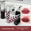 Dark Chic Velvet Lip Glaze - Checkered Matte, Ideal for Parties and Students
