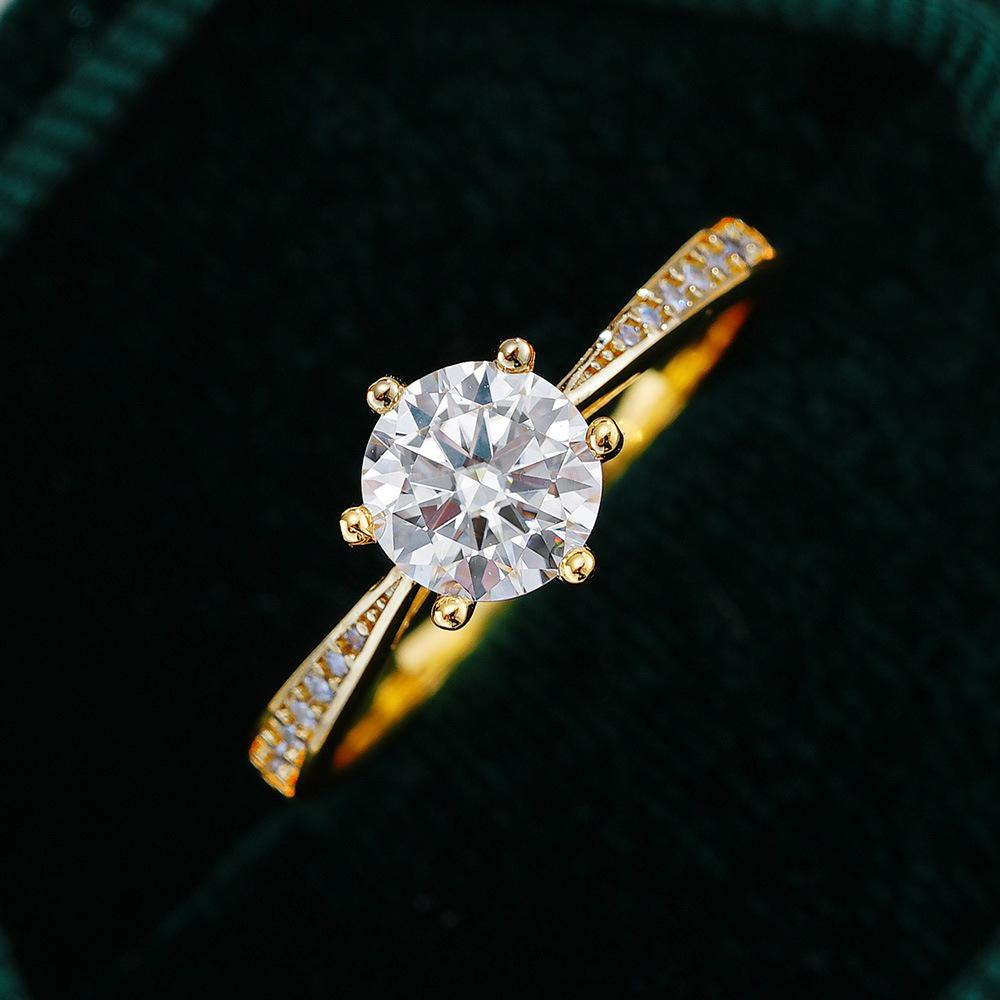 Moissanite Rings for Women Sparkling Diamond Engagement Wedding 925 Sterling Sliver Plating Gold Ring