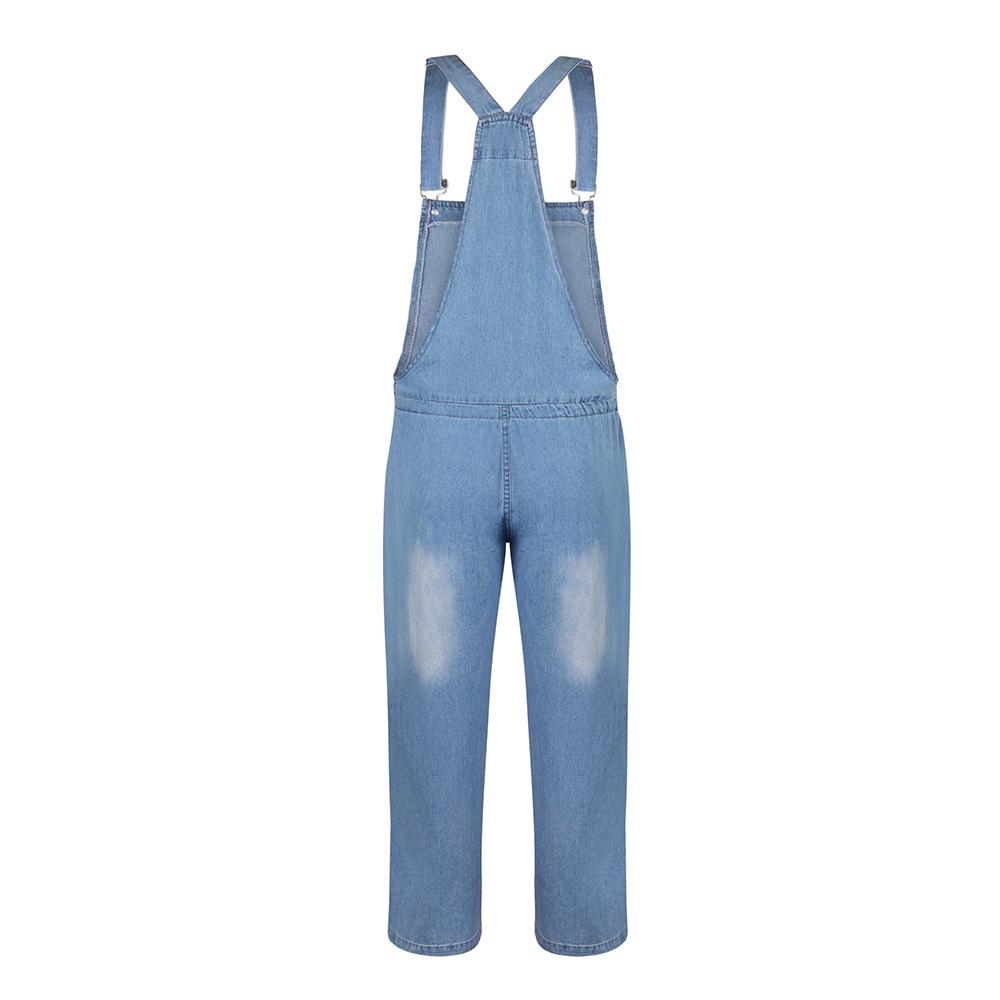 Fashion Women Ladies Baggy Denim Jeans Bib Full Length Pinafore Dungaree Overall Solid Loose Causal Jumpsuit Pants
