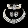 Imitation Gem Pearl Jewelry Set Multi-layer Bead Bead Necklace Earring Necklace Bracelet Set White Pearl Matching Jewelry