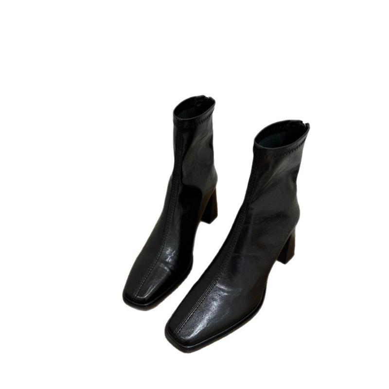 Thick Heel Vintage British Thick Heel Skinny Boots Women's Short Boots Single Boots Chelsea Boots Martin Boots