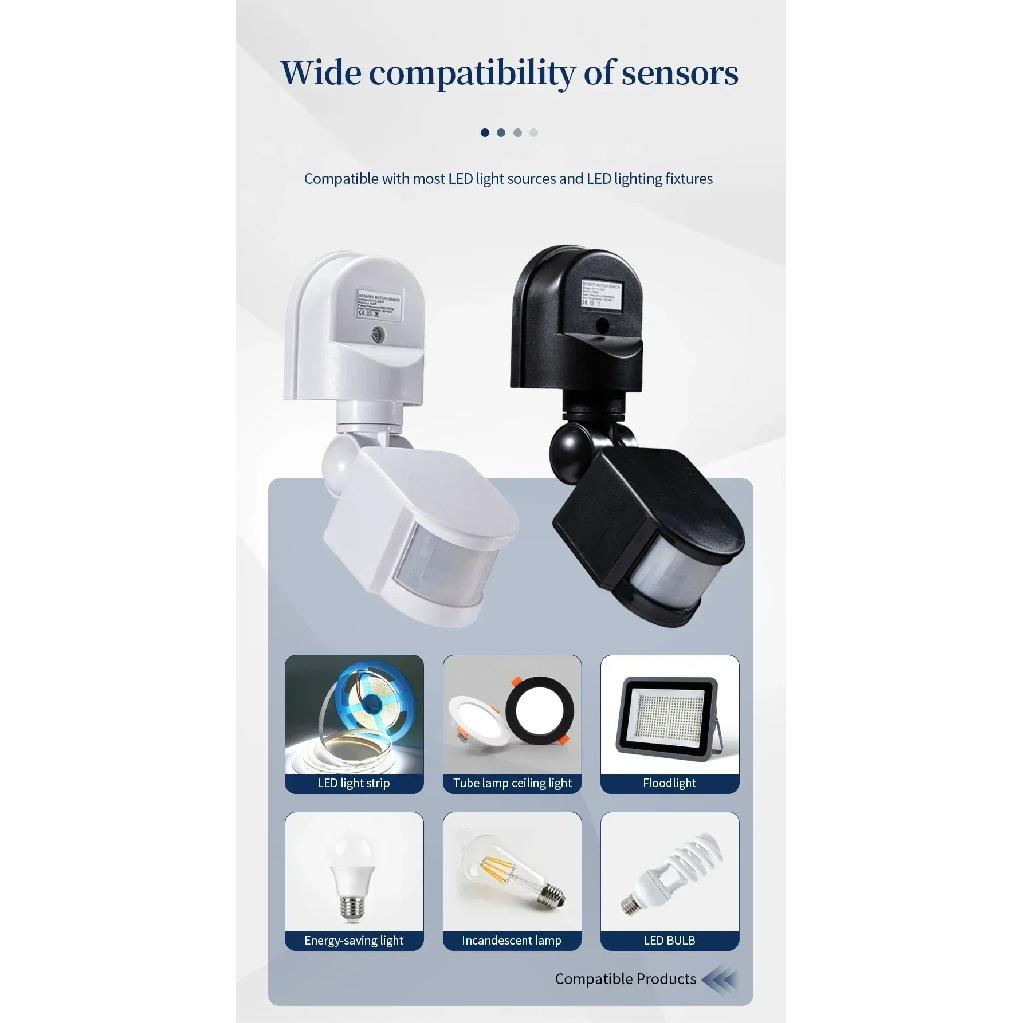 PIR Human Presence Motion Sensor 220V 110V 12V Automatic Infrared Light 180 Degree Rotating Outdoor Timer Switch Motion Sensor