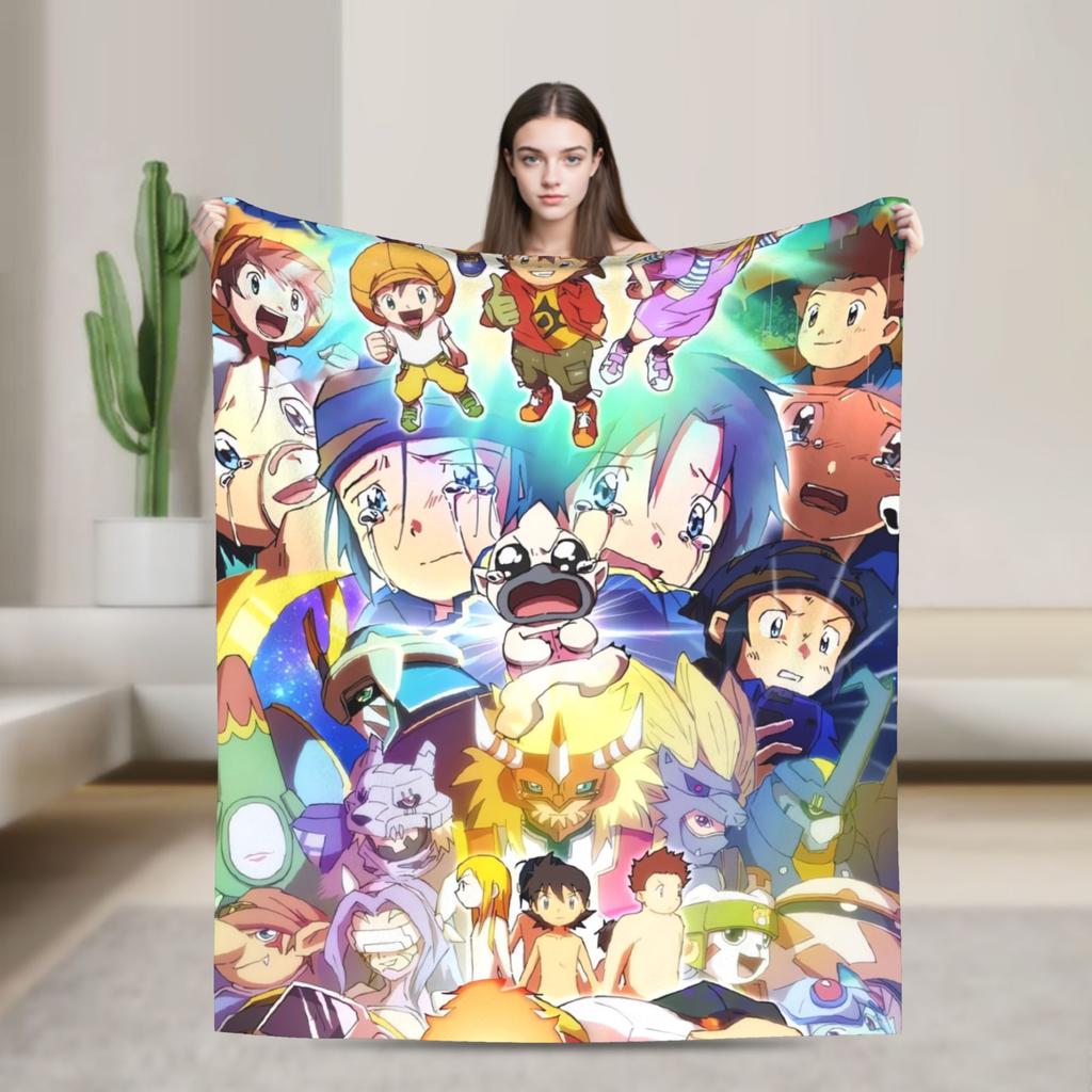 digimon adventure gatomon Flannel Blankets  Warm Soft Bedding Throws for Living Room Picnic Fluffy Bedspread Sofa Bed Cover