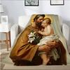 Religious Theme Of Saint Joseph Flannel Printed Blanket Suitable For All Seasons Suitable For Living Room Office Sofa And Travel