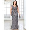 European and American Plus-Size New Sequined Evening Dress for Women, Sexy and Elegant Fitted Mermaid Gown, Long Style for Toasting