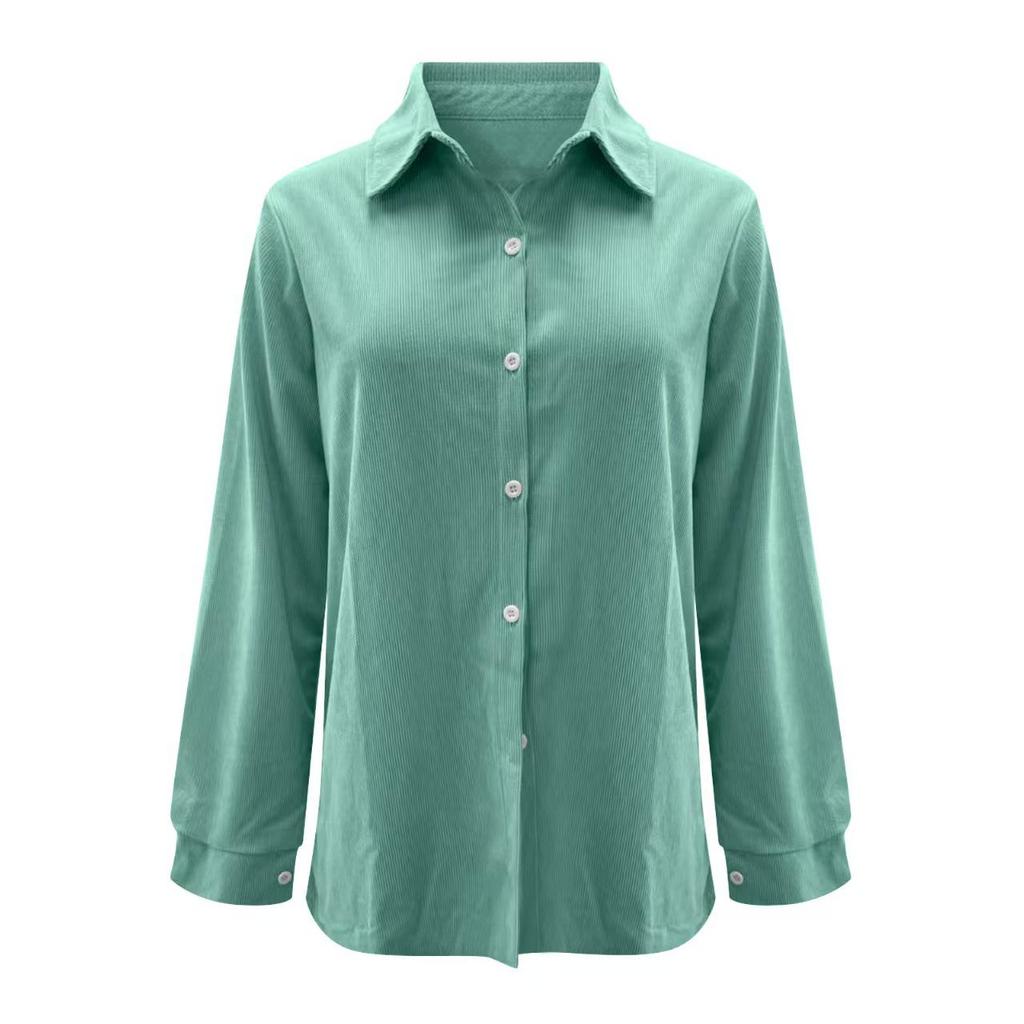 Giacca Camicia da Donna in Velluto a Coste Stile Europeo/Americano Autunno/Inverno Larga 2025