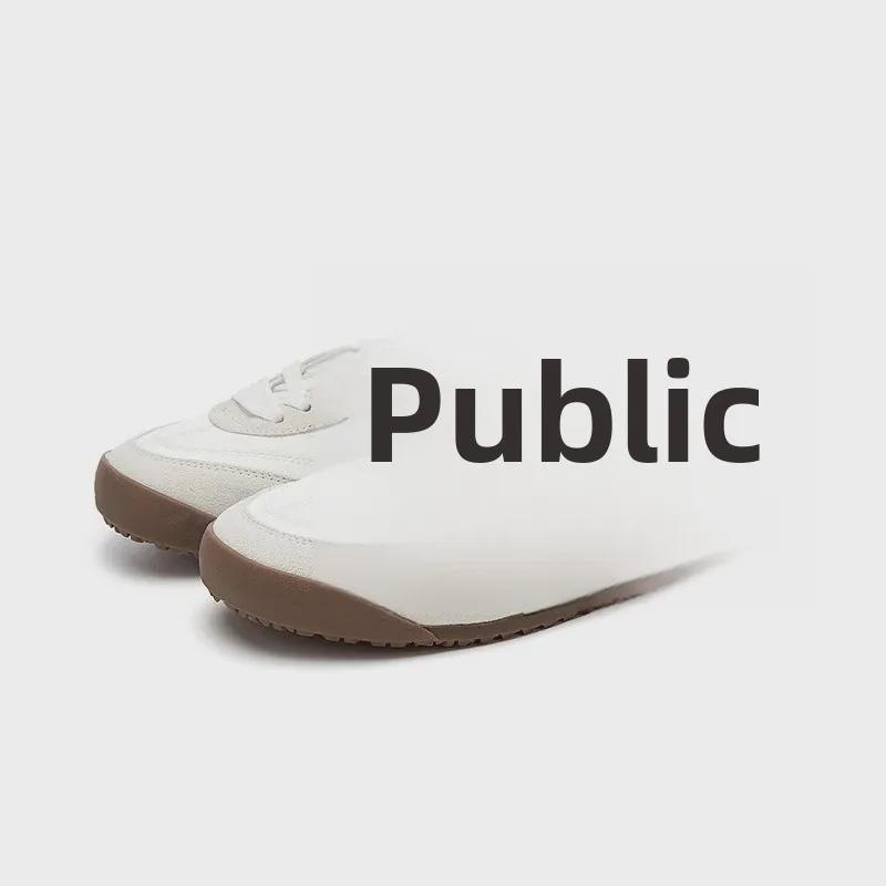 "Bosi 2024 Women's Four Seasons Breathable Round Toe Lace-Up Sneakers - Contrast Color, Flat Bottom, Versatile Style"