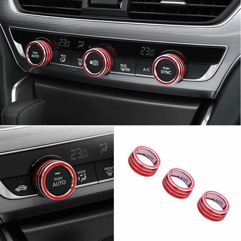 For Honda Accord 2018-2022 Aluminum Red Central Console AC Switch Button Trim 3p