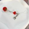 Creative Tomato/Fork/Spoon Bag Charm Colorful Resin Beaded Keychain Pendant Versatile Purse Accessory Gift for Women