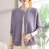 Elegant Knitted Cardigan for Middle-Aged Women (Ages 40-60), Stylish Long-Sleeve Sweater