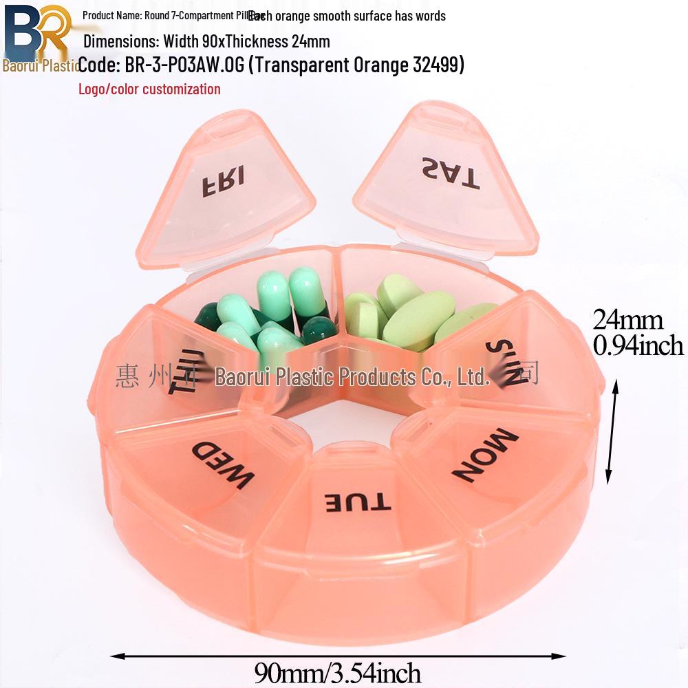 7-Day Round Petal Pill Box: Compact 7-Grid Medicine Organizer for Travel