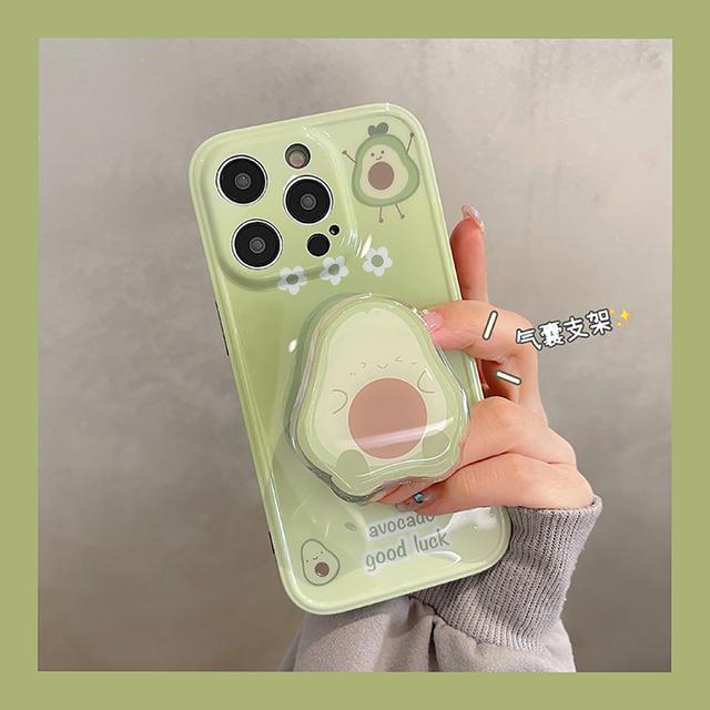 

3d милый авокадо мультфильм фрукты противоударный бампер-держатель чехол для телефона для Iphone 14 11 12 13 Pro Max мягкая задняя крышка чехол For iPhone 13
