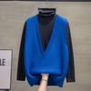 Deep V-neck Knitted Vest Vest Women's Spring and Autumn Loose Waistcoat Outer Wear Clothes Outer Wear Sweater Waistcoat