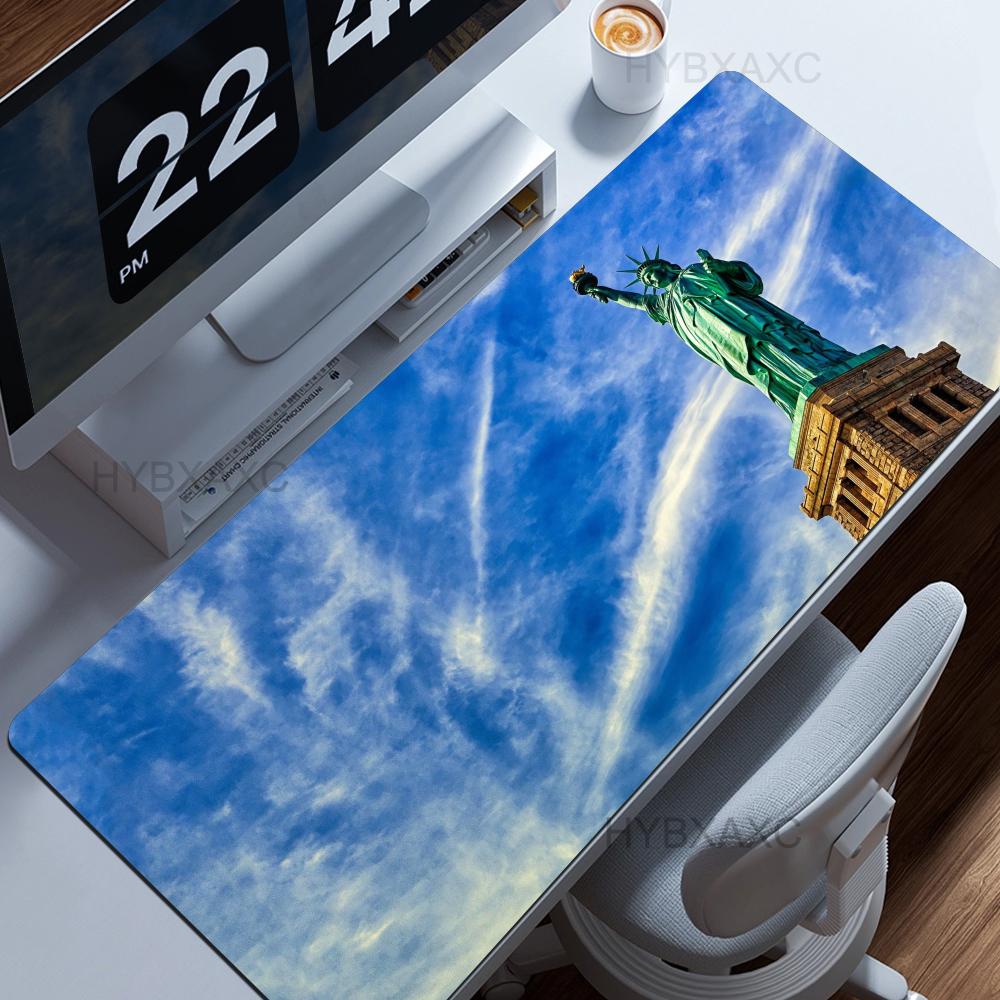 HYBXAXC 80x40 Statue Of Liberty USA Mouse Pad 90x40 Cm Kawaii Desk Mat Comfortable Xxl Pc Gamer Gaming Computer Offices Keyboard