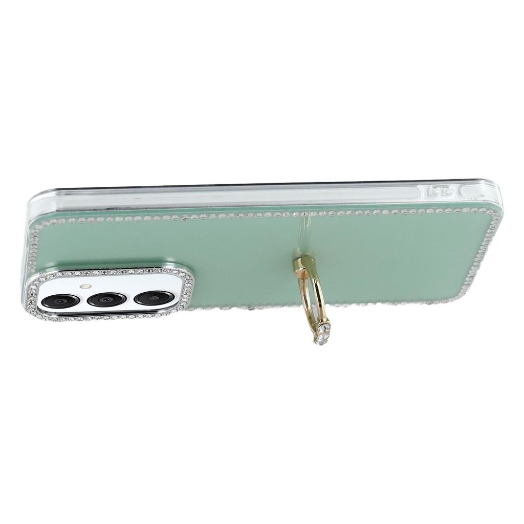 For Samsung Galaxy A16 5G/4G Case with Ring Kickstand Rhinestone Edge TPU+PC IMD Phone Cover