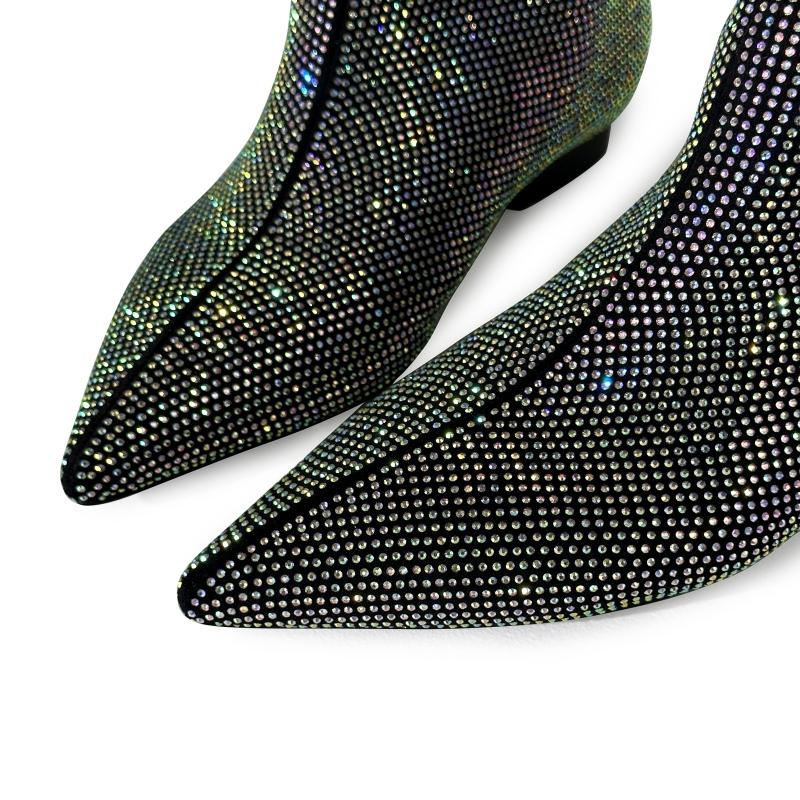 Luxury Crystal Knee High Boots For Women 2025 New Trends Autumn Winter Long Shoes Female Western Boot Large Size Brand Crystal