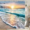 1pc Ocean Sunset Shower Curtain - Vibrant Beach Scene Print,  Perfect for Coastal Bathrooms, Ocean Scene Design