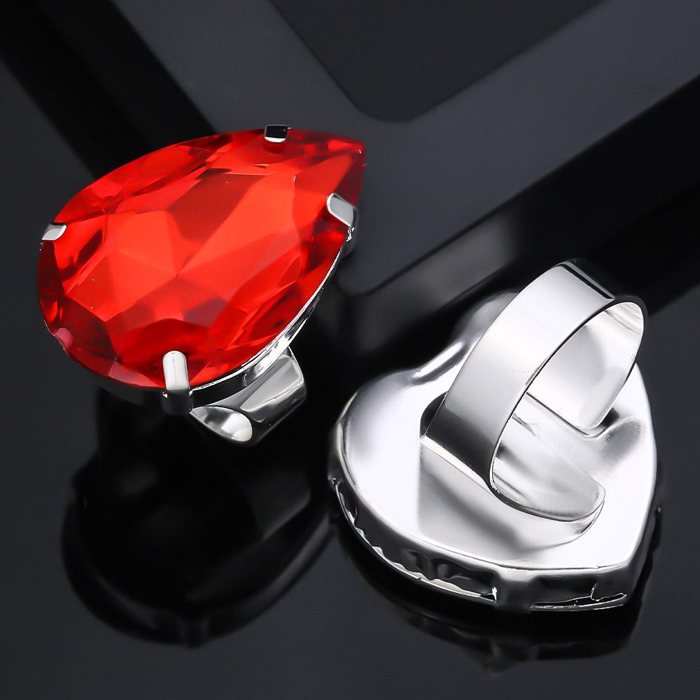 7 Kinds Red Crystal Ring Set Adjustable Women Luxury Jewelry Fashion Charm Rhinestone Ring Accessories Silver Party