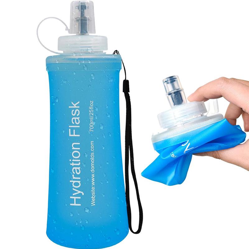 Foldable Sports Water Bottle with Filter for Running, Cycling, Hiking - Outdoor Portable Soft TPU Design