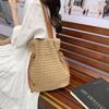 Casual Large-capacity Bag Women's New Drawstring Woven Seaside Vacation Beach Shoulder Bag