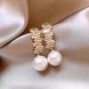 Fashion Pearl Earrings - Unique and Exclusive Women's Ear Studs. Zirconia - Luxurious and High-end Ear Accessories.