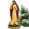 Garden Jesus Mary Statue Light Decorative Resin Sculpture With Solar Lighted Flower Holy Mother Mary Statue Christian Decor