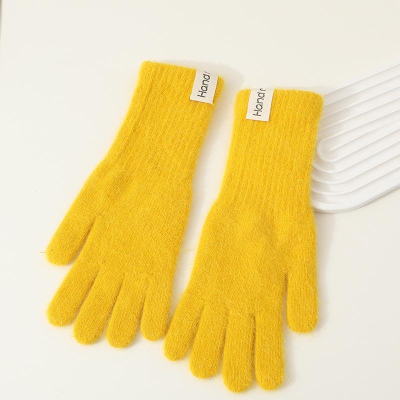 Winter Solid Color Knitted Gloves Full Fingered Stretchy Warm Gloves For Cold Weather Girls Men Women And Teens Winter Mittens