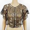 Short Mesh Shawl For Formal Clothes Feature Secure Sequins Detail Soft Polyester Cover Up Easy To Fold And Carry