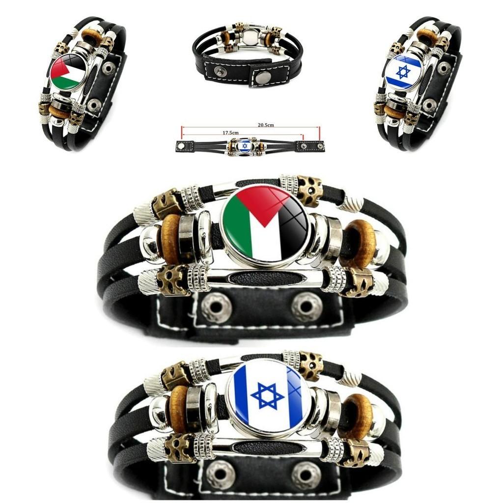 Israeli Palestinian Leather Bracelet European And American Punk Style Multilayered Beaded Bracelet