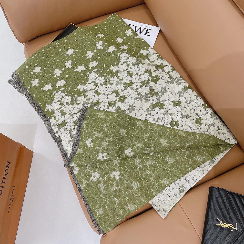 Luxury Butterfly Print Faux Cashmere Scarf: Warm, Stylish Color-Block Shawl for Women, Perfect Winter Neck Warmer