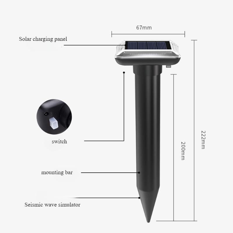 Solar Powered Rodent Repellent Buzzing Vibration Plug and Play Ultrasonic Rodent Repellent Outdoor Snake Repellent