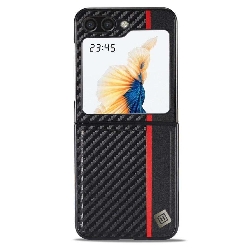 

Carbon Fiber PU Leather Phone Case For Samsung Galaxy Z Flip 7 FE 6 5 4 3 Flip7 Flip6 Flip5 Flip4 5G Hybrid Hard Cover Galaxy Z Flip7 FE