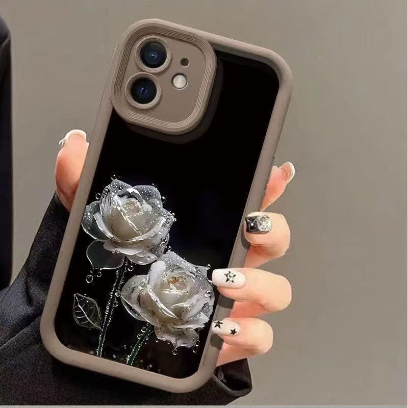 Crystal Rose iPhone Case: Compatible with 13, 14, 15 Pro, 16 Pro Max, and 17 models, offering full coverage protection. iPhone 11