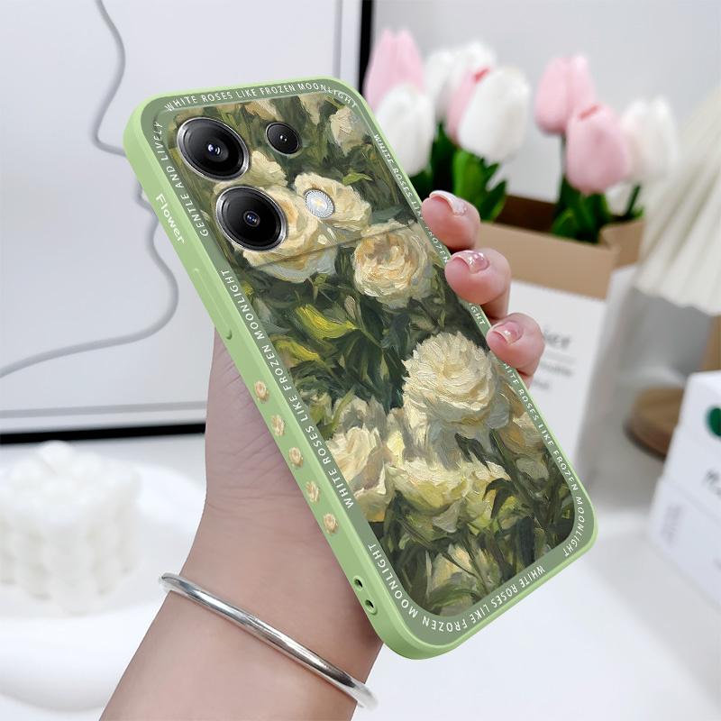 Elegant White Rose Phone Case For Xiaomi Poco F7 X7 X6 F6 M6 M5 M5S F5 X5 F4 X4 M4 F3 M3 X3 Pro 4G 5G GT Silicone Cover