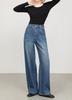 Women's Blue Long-Sleeved Denim Jacket with High-Waisted Wide-Leg Pants - Spring 2026 Collection