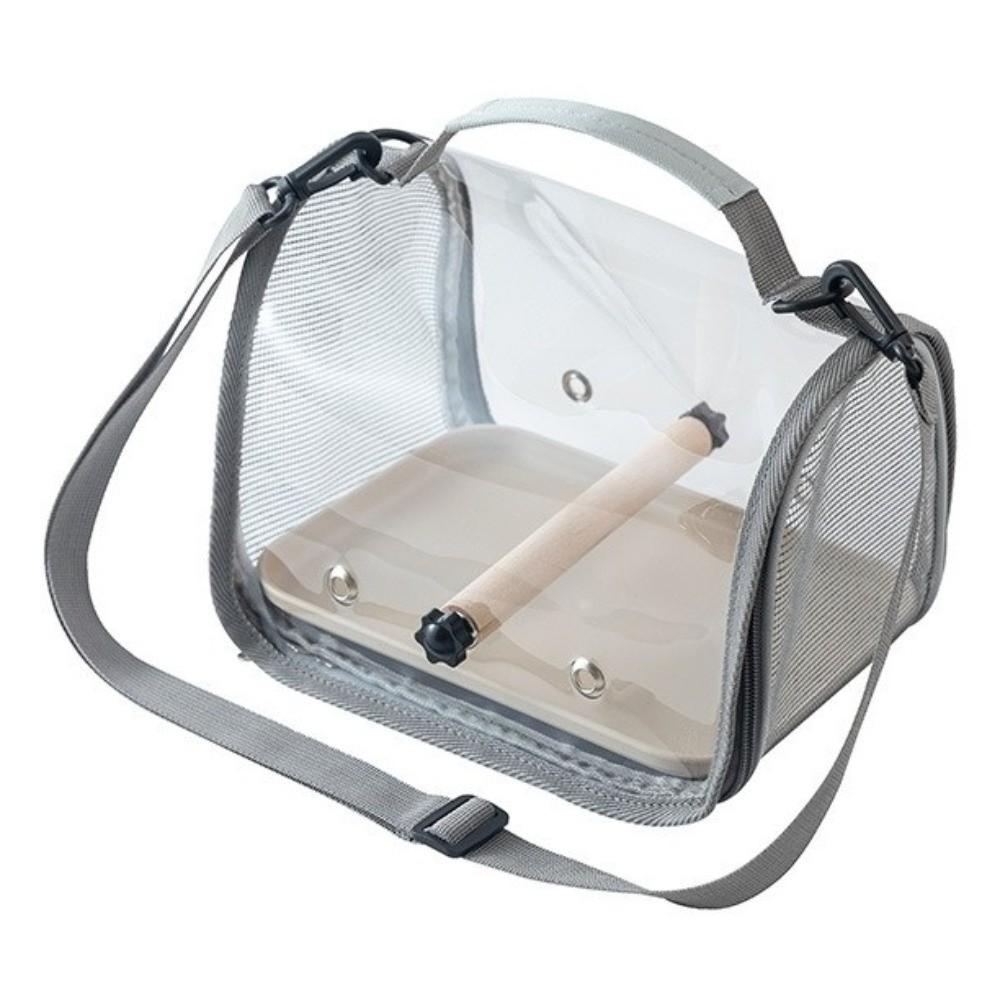 Portable Bird Carrier Bag Breathable Mesh Folding Travel Bird Cage Clear Window Wooden Stand Parrot Out Bag Hiking Adventures