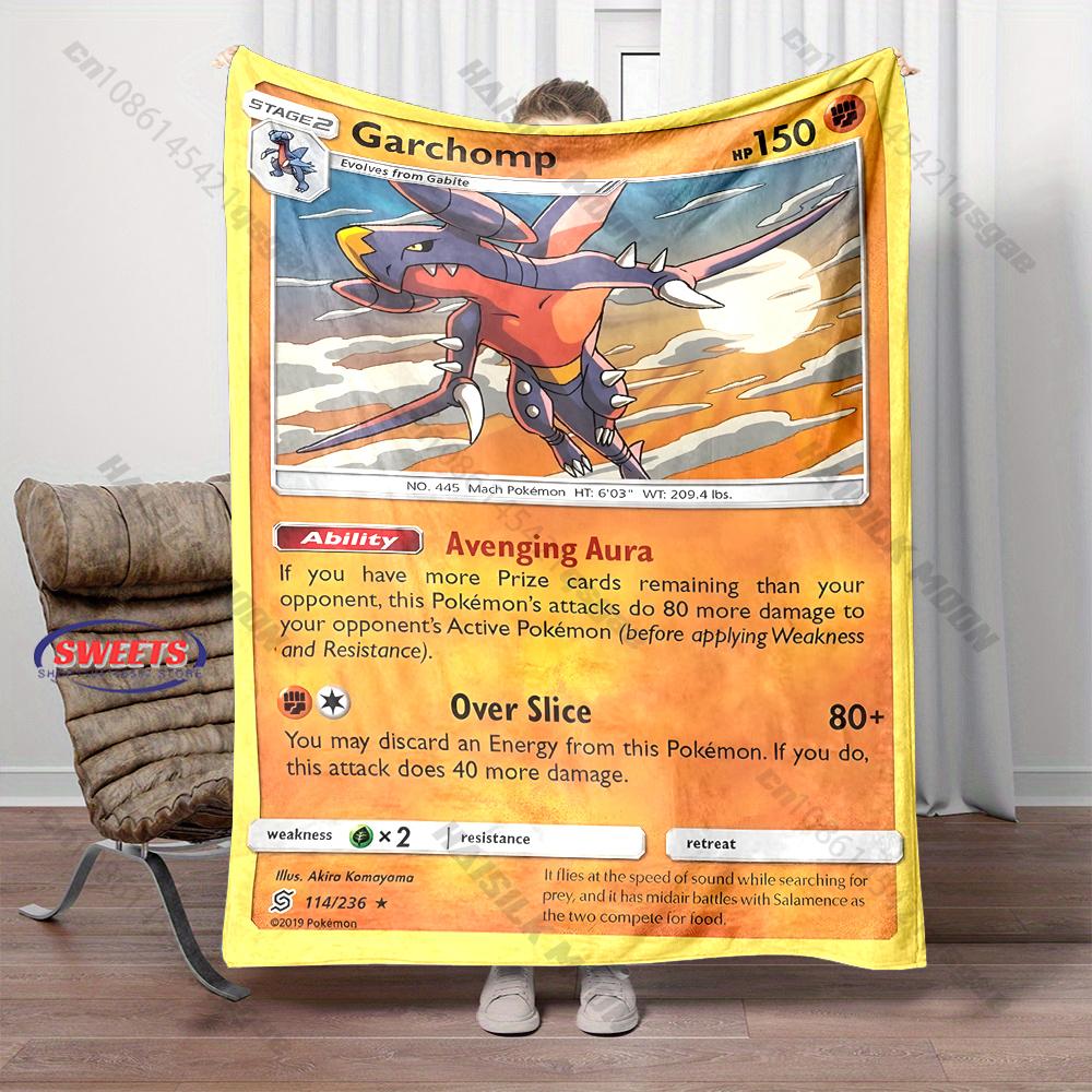 Free Shipping! Pokemon Garchomp Cards Print Blanket Warm Soft Comfortable Home Travel Sofa Bedding Cover Blanket Holiday Gift